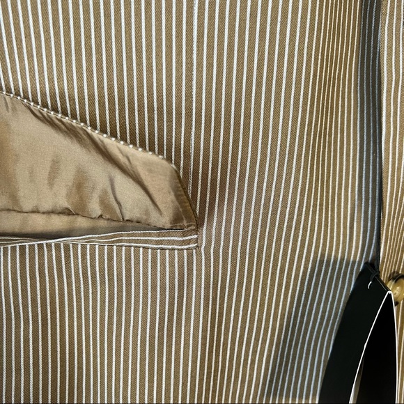 SOLD NWT vintage BOSS Hugo Boss cotton silk brown pinstripe oversized blazer XL - Picture 7 of 13